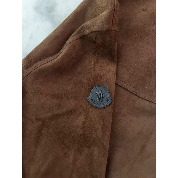 $3660 Moncler Courry Suede 2-Pocket Biker Jacket Brown Men Size 2 - NEW - Picture 13 of 16